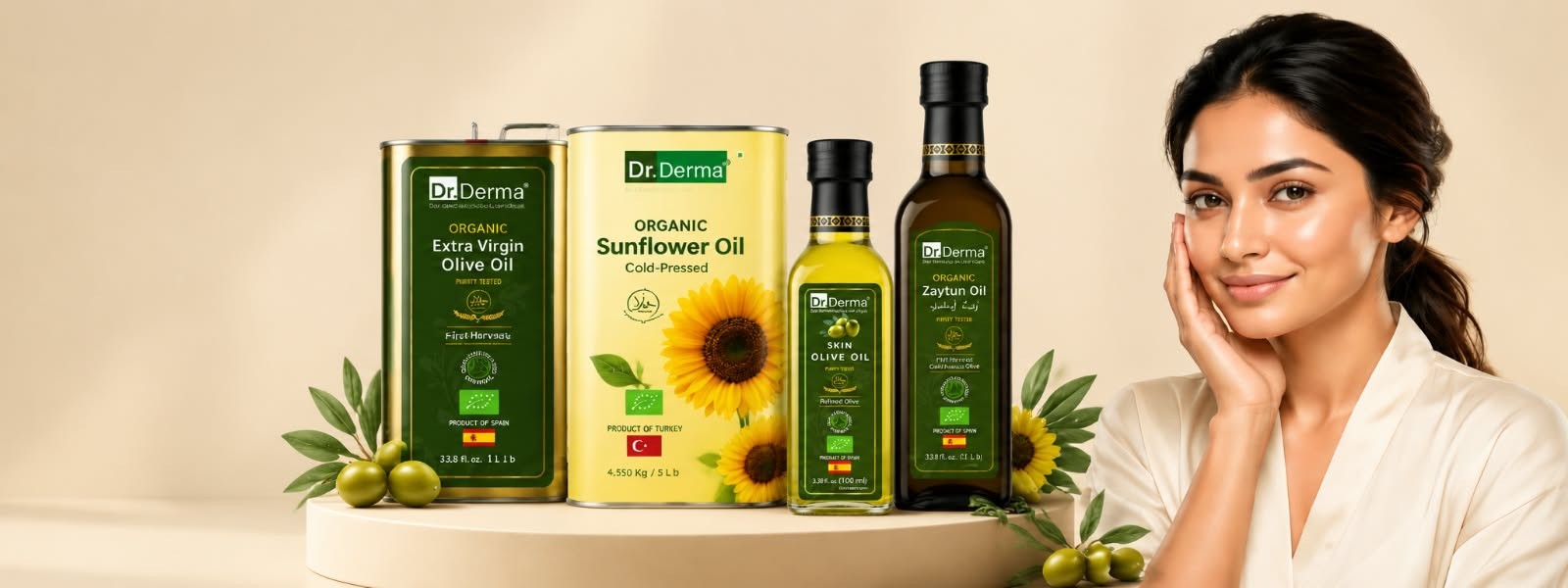 Dr. Derma organic olive oil and sunflower oil range